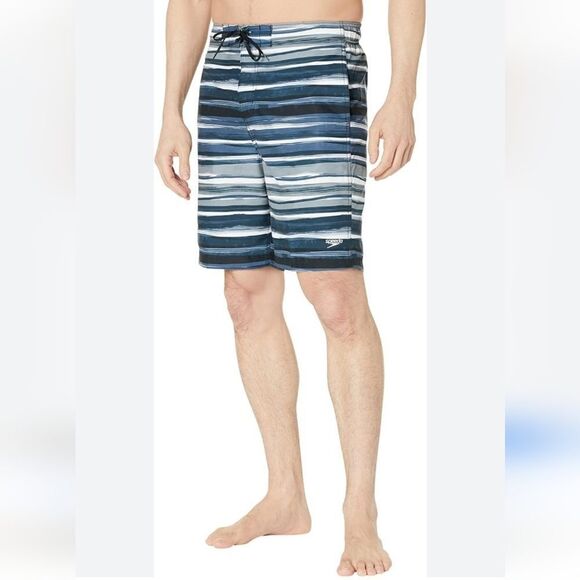 NWT Speedo UPF50 Thurway Bondi Board Short Swim Shorts Trunks Blue Stripe M L XL - Picture 3 of 7